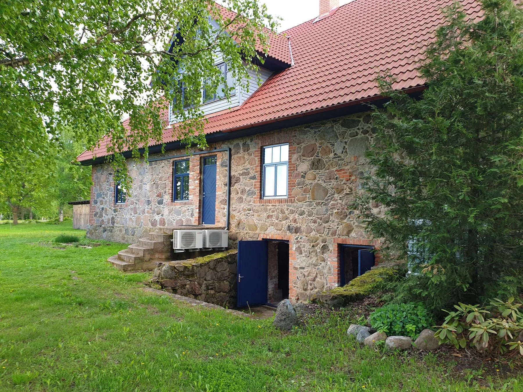 Side view of the holiday house in the evening sun