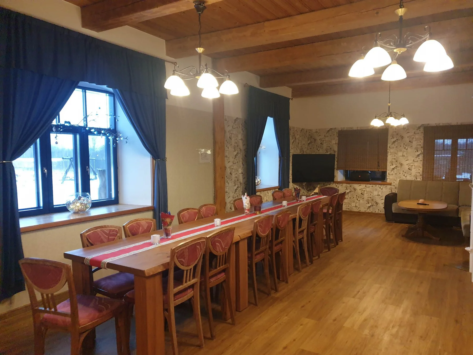 Long dining table for a large group