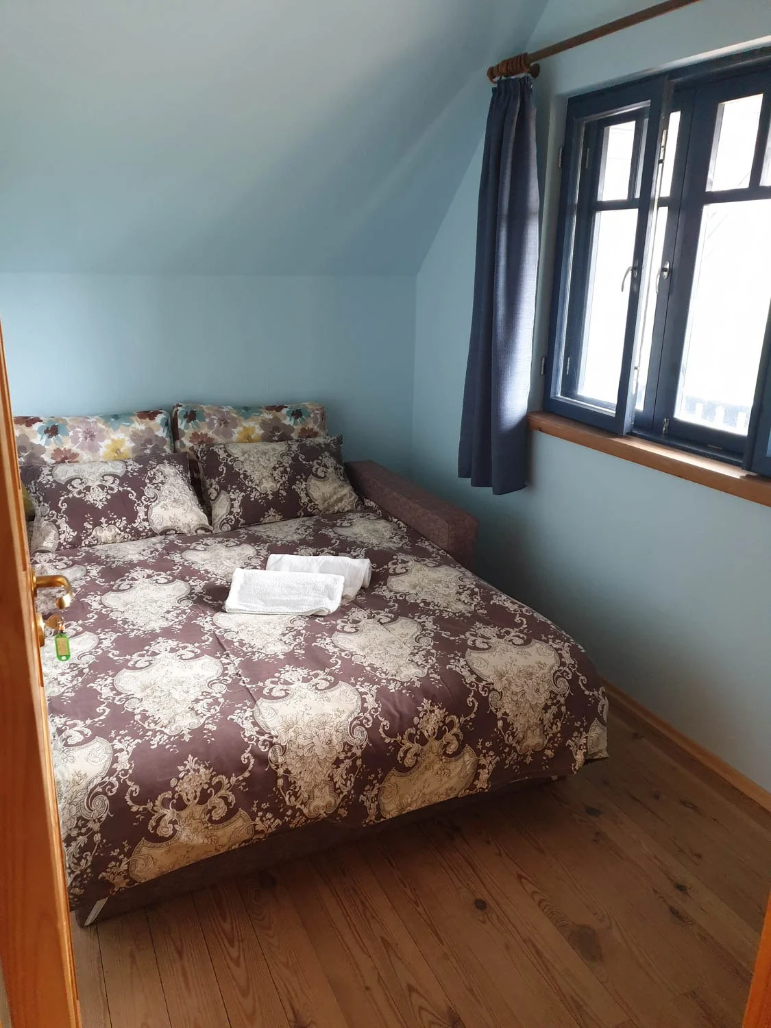 Bright bedroom with a large bed
